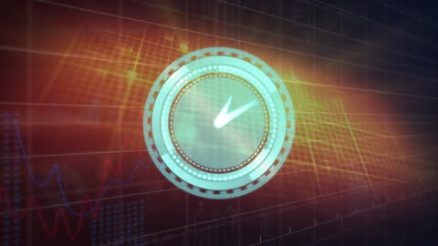 Neon Clock and Data Interface Symbolizing Technology and Innovation