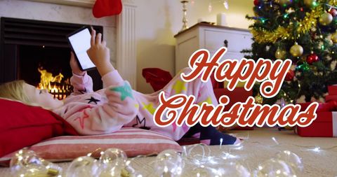 Joyful Christmas Greetings with Festive Home Interior