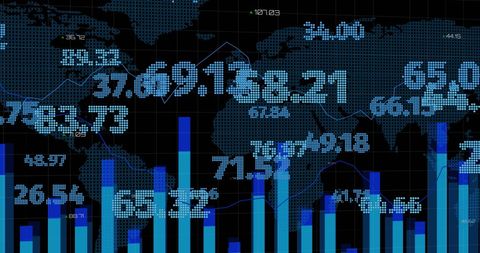 Global Financial Data Visual Representation with World Map Overlay - Download Free Stock Images Pikwizard.com