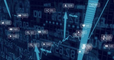 Social media analytics dashboard visualizing data trends