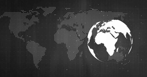 Stylized 3D Globe Featuring Europe and Africa with Digital Particles