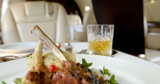 Luxurious Meal and Drink in Private Jet Interior - Download Free Stock Images Pikwizard.com