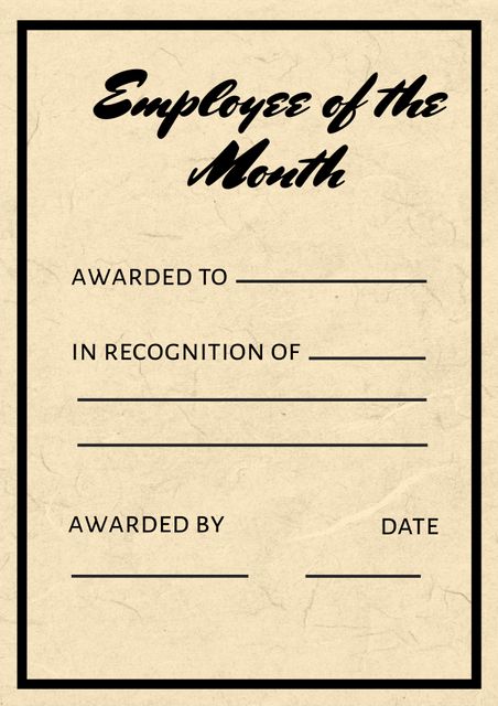 Celebrating workplace achievements, this vintage-style Employee of the Month certificate conveys appreciation and recognition. Ideal for boosting morale, it can also be repurposed for student or volunteer acknowledgments.