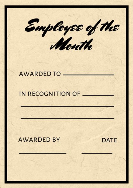 Vintage Employee of the Month Certificate Template with Classic Design - Download Free Stock Templates Pikwizard.com