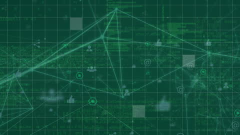 Digital Network Connections with Data Overlaid on Grid Background