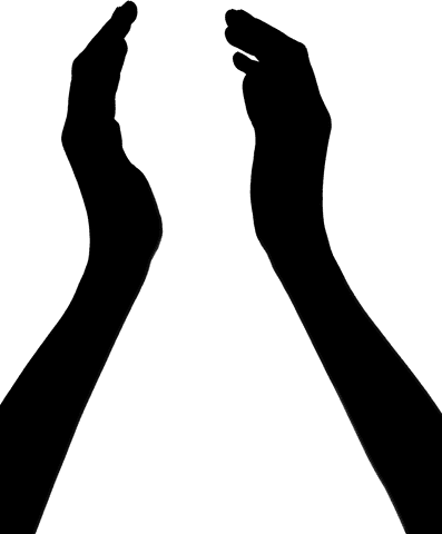 Clapping hands silhouette on transparent background for sport themes