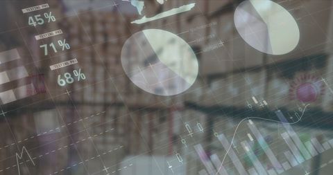 Warehouse Distribution Network with Overlayed Financial Data Visualizations - Download Free Stock Images Pikwizard.com