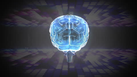 Animated Digital Brain Visualization with Futuristic Background