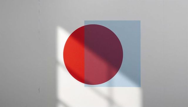 Geometric Abstract Art with Shadows on White Wall