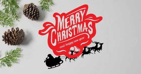 Festive christmas banner with sleigh silhouette