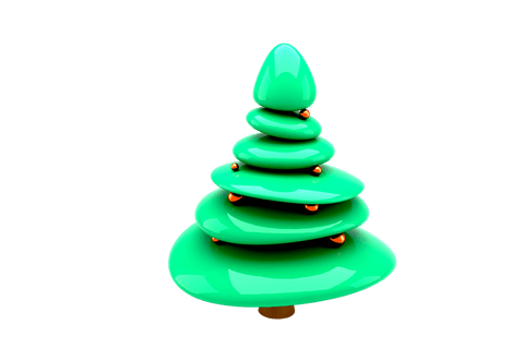 Glossy green christmas tree with transparent background