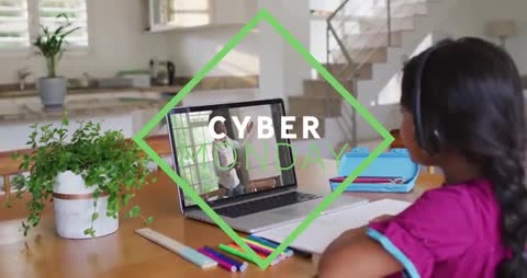 Cyber Monday: Child Engaging in Online Learning with Laptop