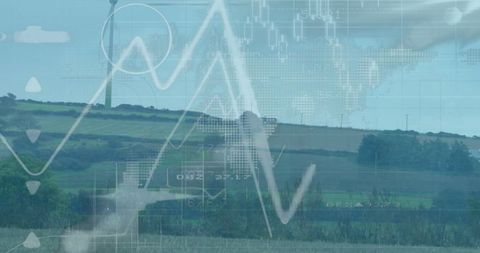 Renewable Energy and Data Visualization Overlay in Countryside