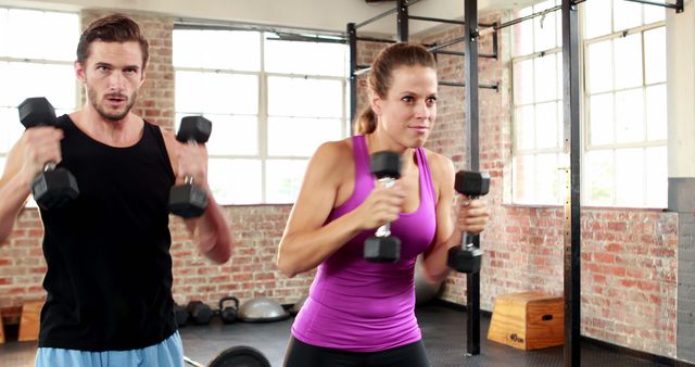 Fitness Enthusiasts Lifting Dumbbells in Gym - Download Free Stock Images Pikwizard.com