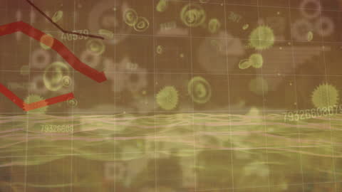 Futuristic Stock Market Data with Walking Motion Figures