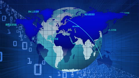 Abstract Global Data Flow with World Map Animation
