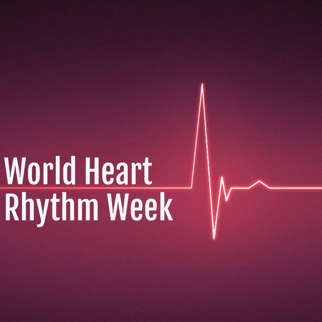 Digital composite image of world heart rhythm week text on pulse trace against magenta background. copy space, healthcare and awareness concept.