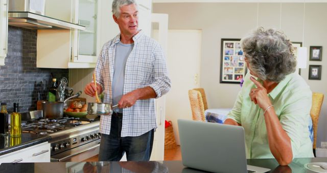 Senior Couple Enjoying Daily Life in Modern Kitchen - Download Free Stock Images Pikwizard.com