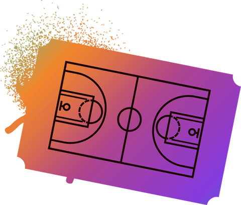 transparent basketball court ticket with gradient and pixel splatter - Download Free Stock Videos Pikwizard.com