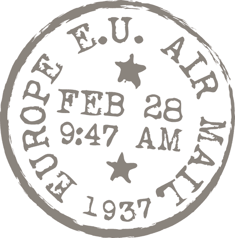 Vintage Airmail Stamp Europe 1937 with Stars on Transparent Background