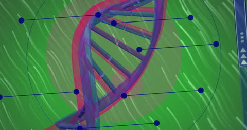 Abstract DNA Strand Over Green Light Trails