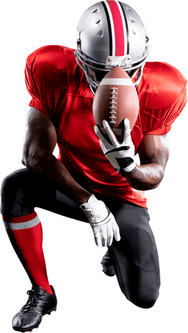transparent american football player kneeling in red uniform - Download Free Stock Videos Pikwizard.com