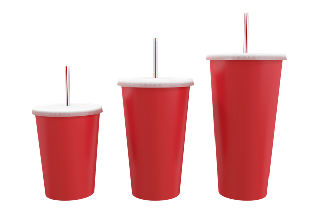 Red Drinking Cups with Straws in S, M, L on Transparent Surface - Download Free Stock Videos Pikwizard.com