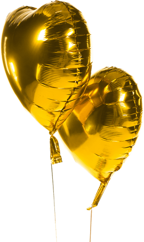 Transparent gold heart balloons for romantic celebrations and events