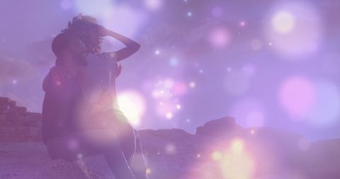 Romantic Couple in Dreamy Light Frequency Effect