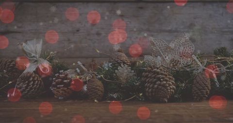 Festive Christmas Decorations with Pine Cones and Red Lights - Download Free Stock Images Pikwizard.com