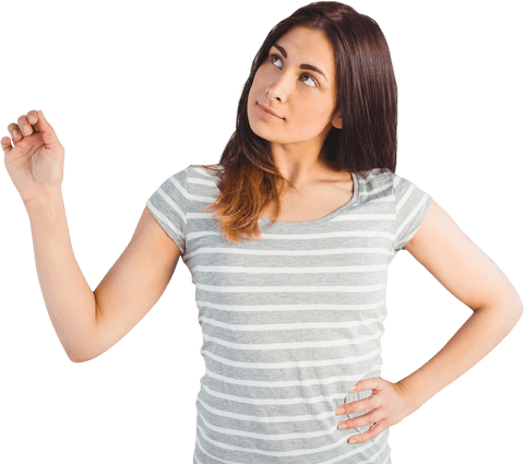 Transparent Image of Pensive Young Woman Thinking Pose