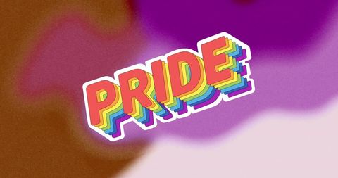 Colorful Pride Text with Rainbow Gradient Background