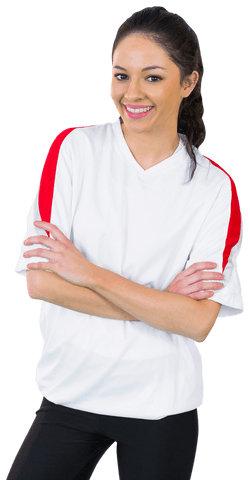 Happy Female Fan Wearing White Sports Jersey on Transparent Background
