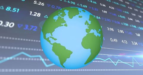Global economy concept with digital financial data and world map