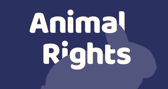 Illustration of white animal rights text with rabbit on blue background. Cartoon, computer graphics, vector, world animal day, environmental conservation, pet and animal.