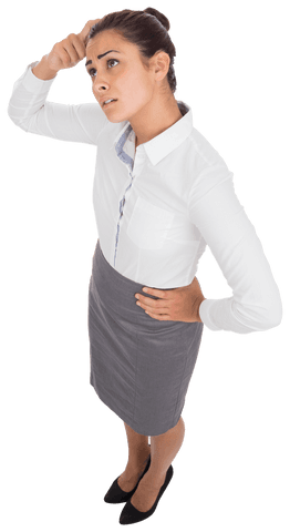 Confused businesswoman thinking on transparent background