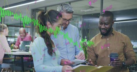 Professionals Discussing Data in Modern Office Environment