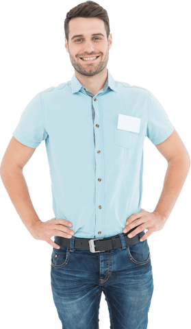 transparent portrait smiling technican hands on hips casual attire - Download Free Stock Videos Pikwizard.com