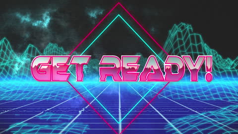 Futuristic Neon Grid with Get Ready Text