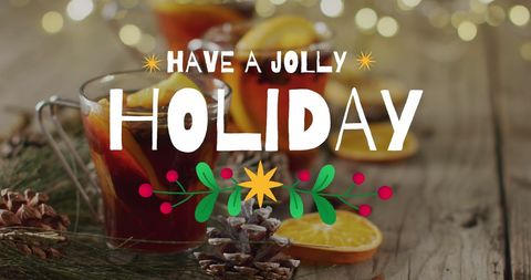 Festive Christmas Greeting with Mulled Wine and Oranges