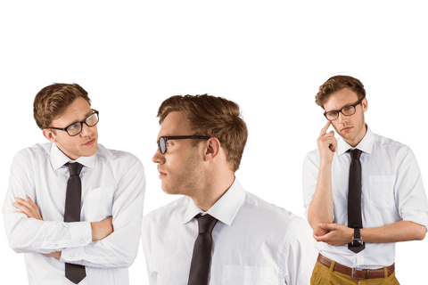 Focused Caucasian Businessman Trio on Transparent Background - Download Free Stock Videos Pikwizard.com