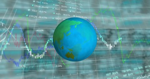 Global Economy Icon with Stock Market Data Background - Download Free Stock Images Pikwizard.com