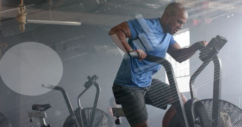Intense Cross Training with Data Overlay in Modern Gym - Download Free Stock Images Pikwizard.com