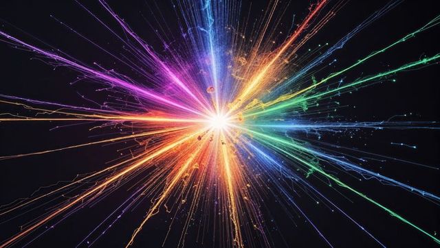 Abstract Neon Energy Burst with Multicolored Rays