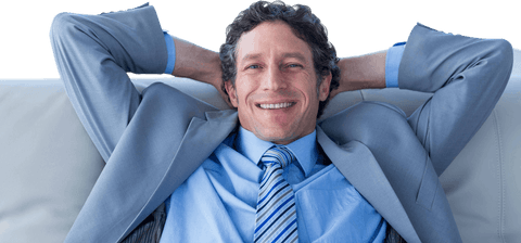 Confident Businessman Relaxing on Transparent Background