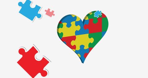 Heart Made of Autism Awareness Puzzle Pieces on White Background - Download Free Stock Images Pikwizard.com