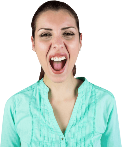 screaming woman in green blouse on transparent background - Download Free Stock Videos Pikwizard.com