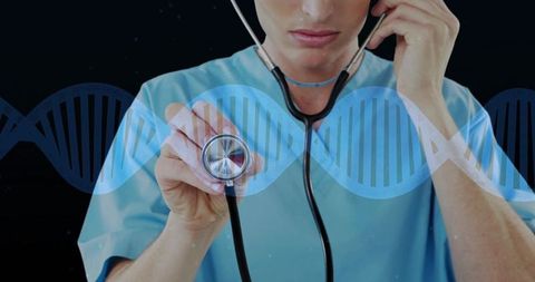 Doctor Holding Stethoscope Innovative Medical Examination Concept