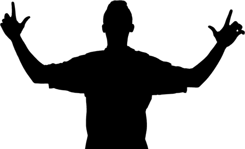 Transparent Silhouette Male Celebrating with Arms Raised