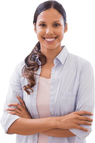 Confident Smiling Woman with Arms Crossed on Transparent Background - Download Free Stock Videos Pikwizard.com